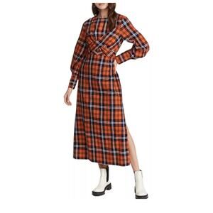 STAUD open back midi gingham Crosshill Dress size size small